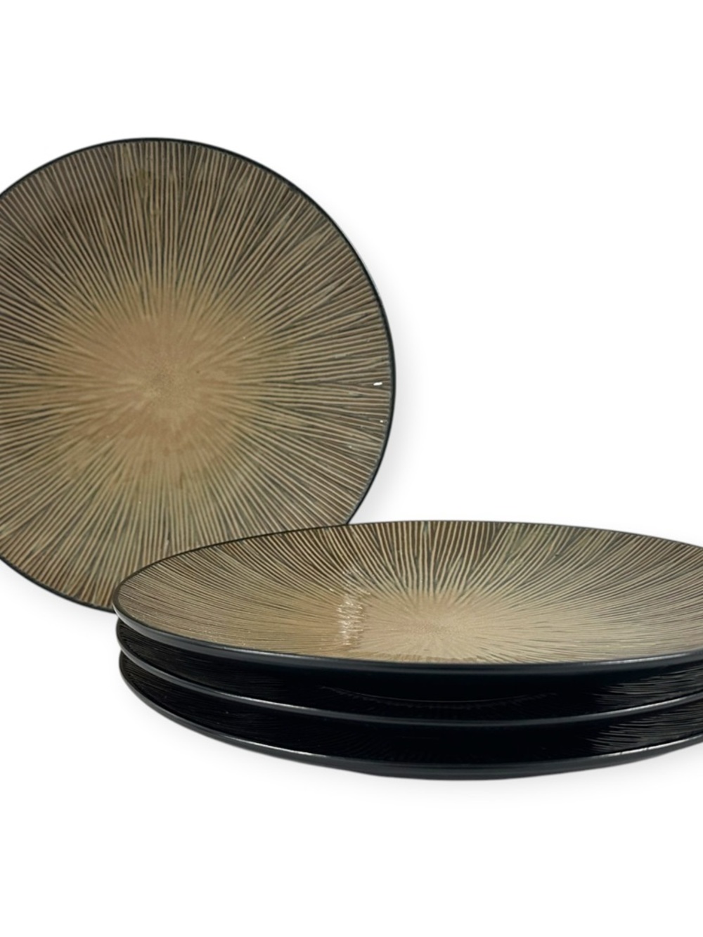 Home Trends Natural Serenity Dinner Plates 11. 3/4”  Tan Sunburst Set Of 4 - Picture 5 of 12